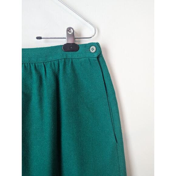 Vtg Wool Skirt Womens Medium Kelly Green Preppy Classic Light Academia Heritage - Picture 2 of 10